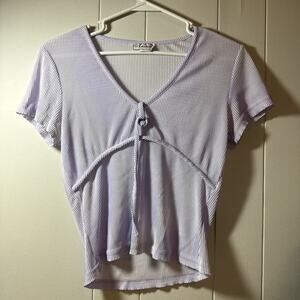 Vintage In Charge Babydoll Shirt Purple Crop Top Cute ZZ